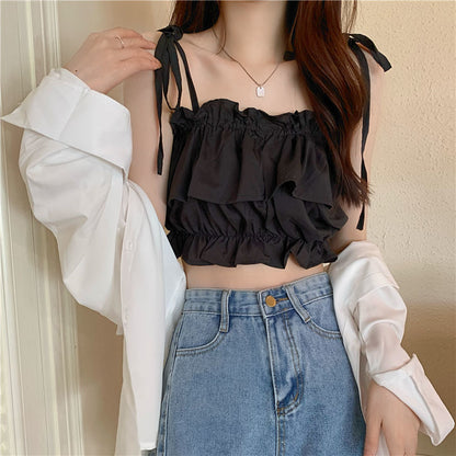 Women's Ruffled Hot Girl Sling Top