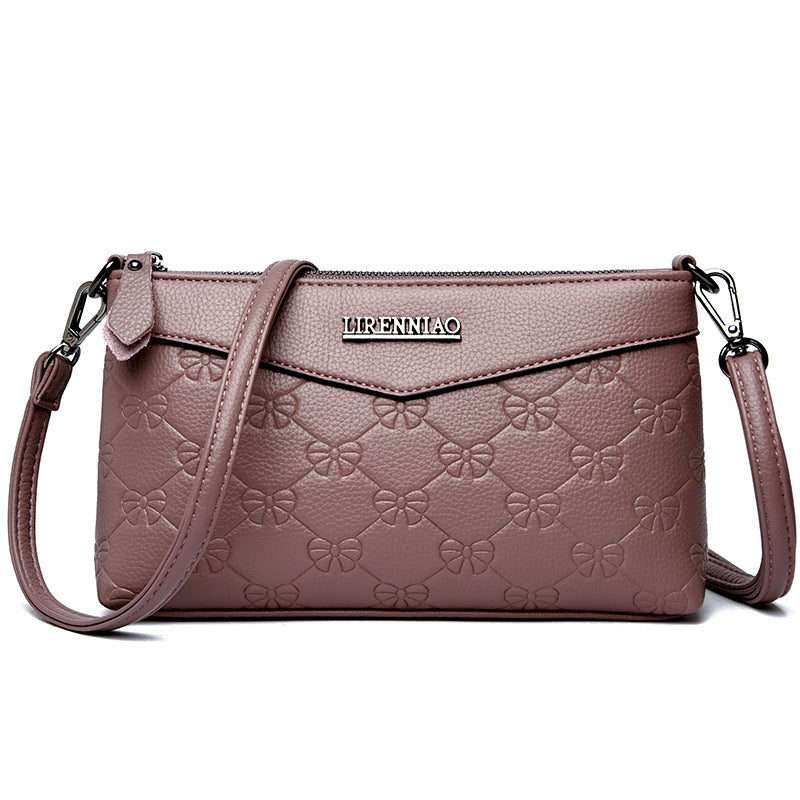 Embossed Pu Texture Middle-aged And Elderly Shoulder Messenger Bag